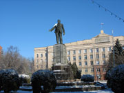 Lenin monument on the central square of Shakhty town